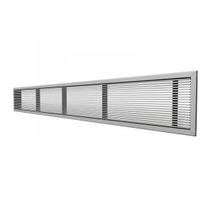 20x8 LBPH - Heavy Duty Linear Bar Grille with 1" Border, 0 Degree Deflection 3/16" Bars - 1/2" On Center Spacing, Metalic Gray