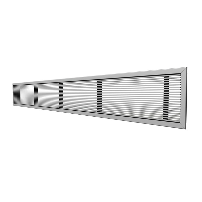 20×8 LBPH – Heavy Duty Linear Bar Grille with 1″ Border, 0 Degree Deflection 3/16″ Bars – 1/2″ On Center Spacing, Metalic Gray