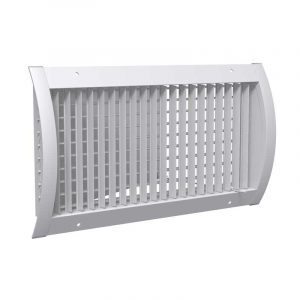30x6 SDGE - Extruded Spiral Duct Grille with Air Scoop, 3/4" Blade Spacing, Double Deflection, Prime Coat, Aluminum, Fits 8" Duct Diameter