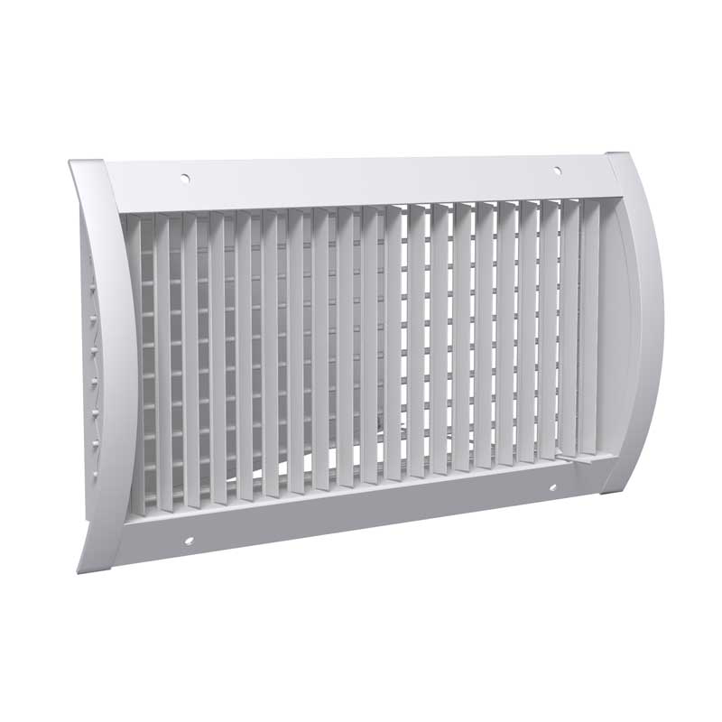 22×6 SDGE – Extruded Spiral Duct Grille with Damper, 3/4″ Blade Spacing, Double Deflection, White, Aluminum, Fits 22″ Duct Diameter