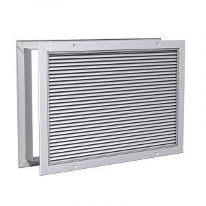 STG - Transfer Grille with 1/2" Blade Spacing, Flat Border on 2 Sides, Steel, Metalic Gray
