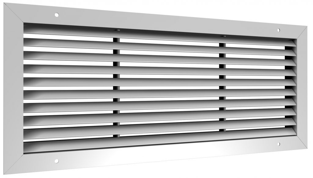 30×12 530 – 45 Degree Single Deflection Return Grille, 3/4″ Blade Spacing, Surface Mount, Steel, White